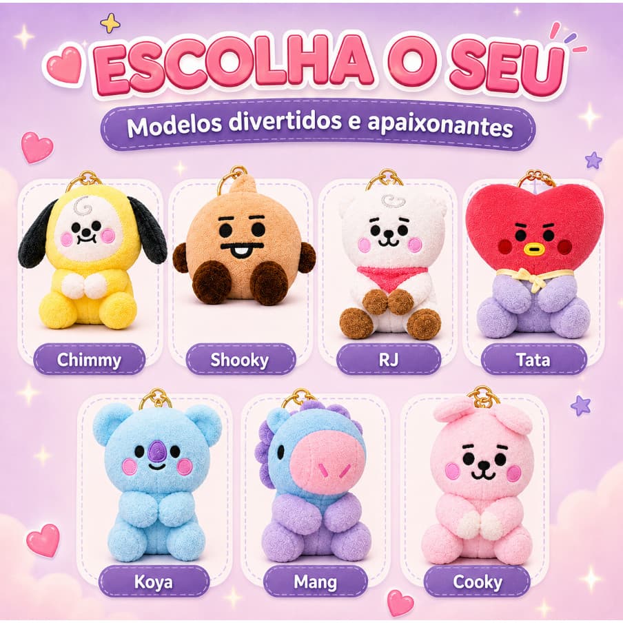 Chaveiro de Pelúcia BTS Kpop Fofo Pingente Para Bolsa Mochila Fãs Army Macio 12cm