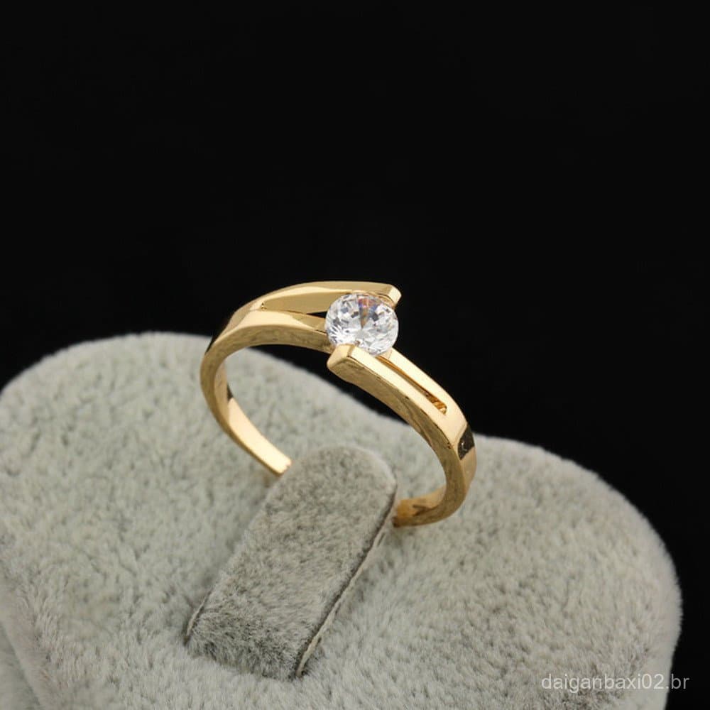 Anel de Noivado e Casamento em Titânio 18k com Diamantes de Cristal para Homens e Mulheres