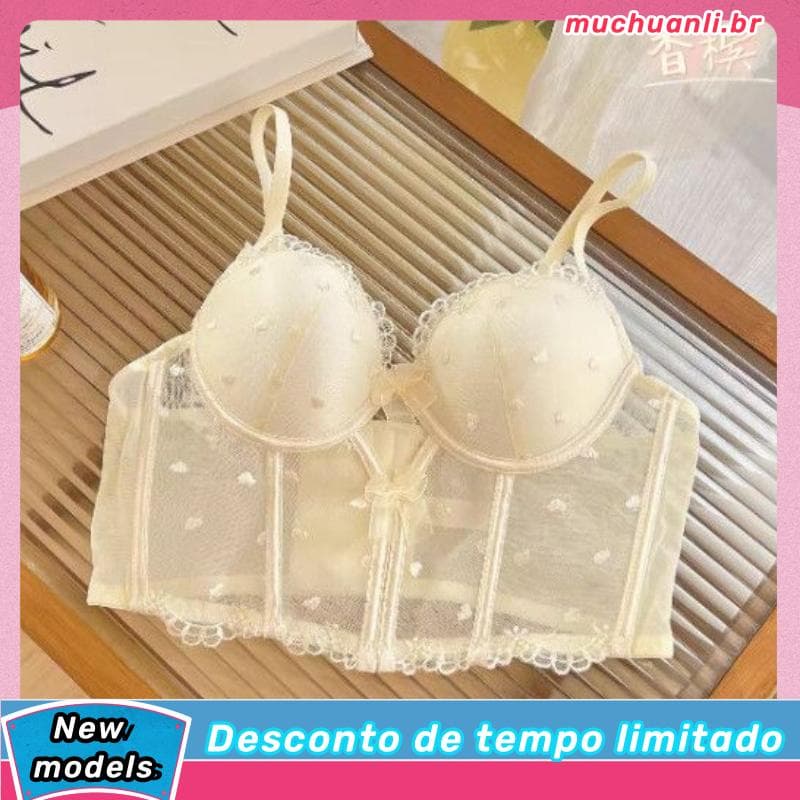 Novo estilo de renda roupa interior feminina seios pequenos reunir confortável sem anel de aço suporte superior Anti-fl