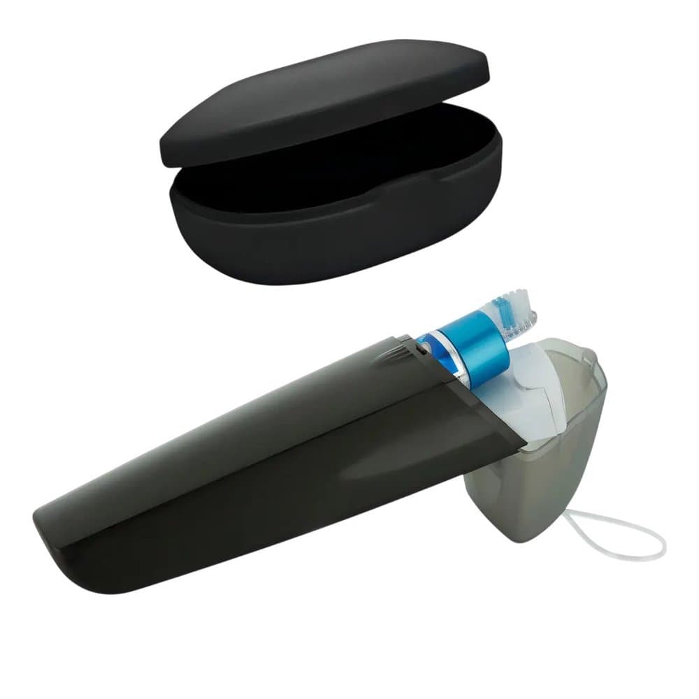 Kit Porta Escova Dental E Saboneteira Preta Viagem Academia