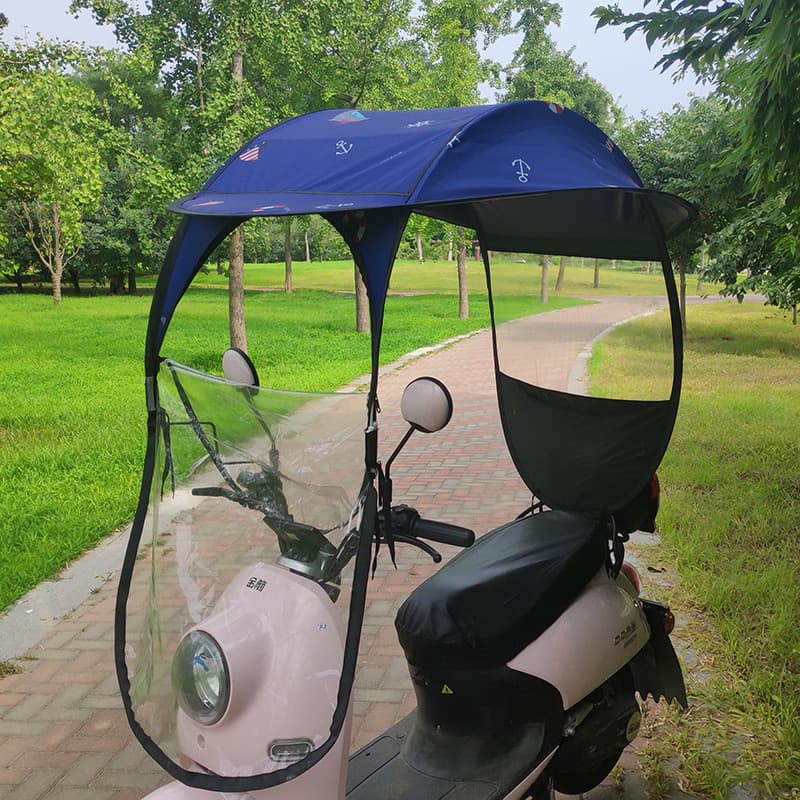 Toldo elétrico, proteção autossuficiente contra sol e chuva, cobertura à prova de vento para bicicletas elétrica