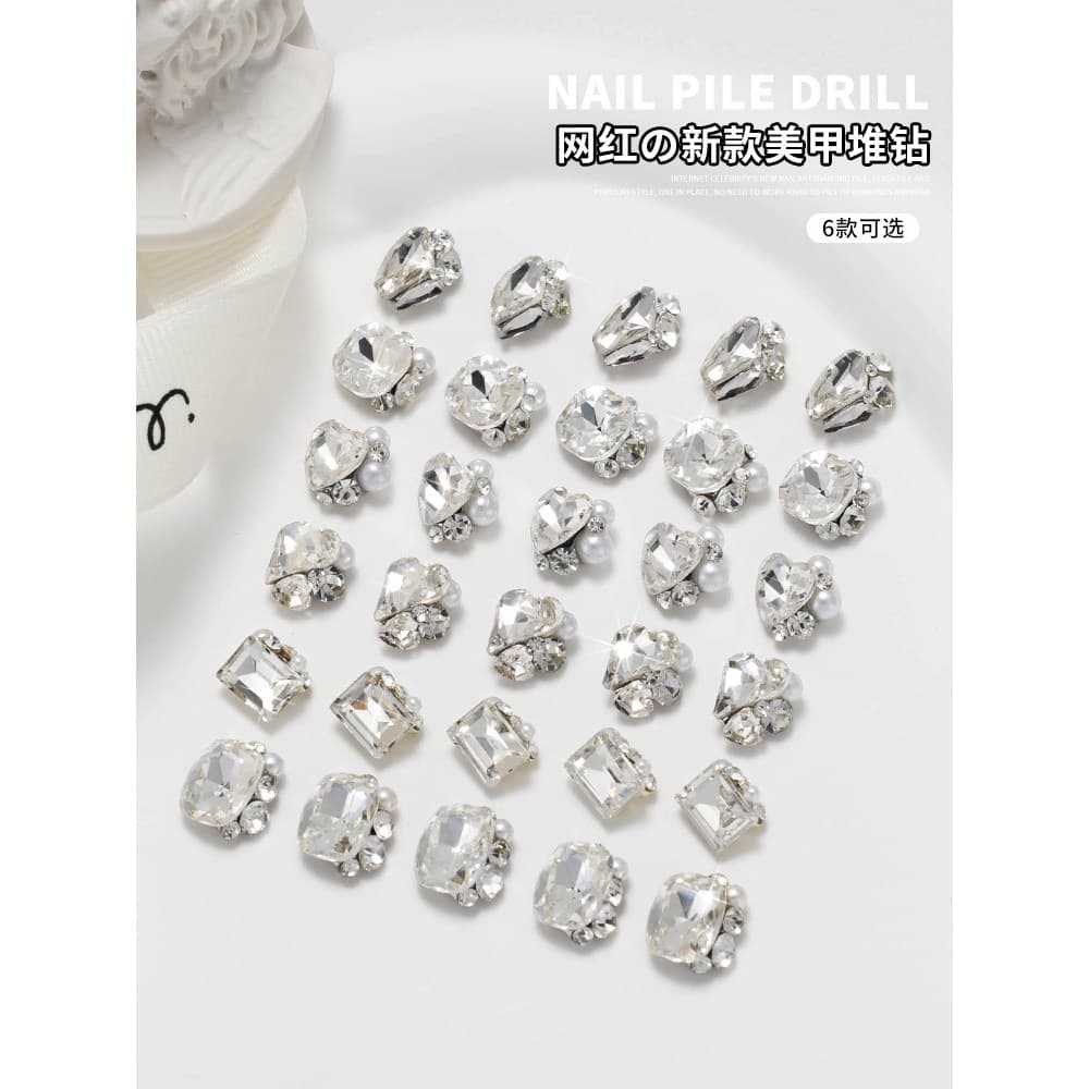 Influenciador luz luxo estroboscópio pilha de cristal diamante 2026 novo estilo coração torto quadrado diamante machado