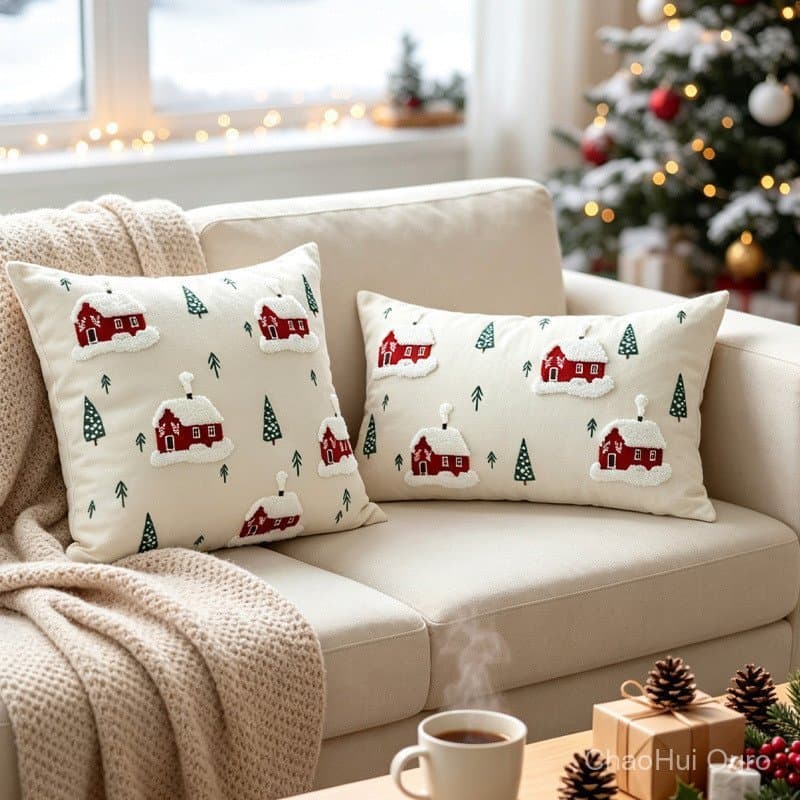 Capa de almofada de Natal, capa de almofada de sofá moderna e minimalista, decoração de Natal.