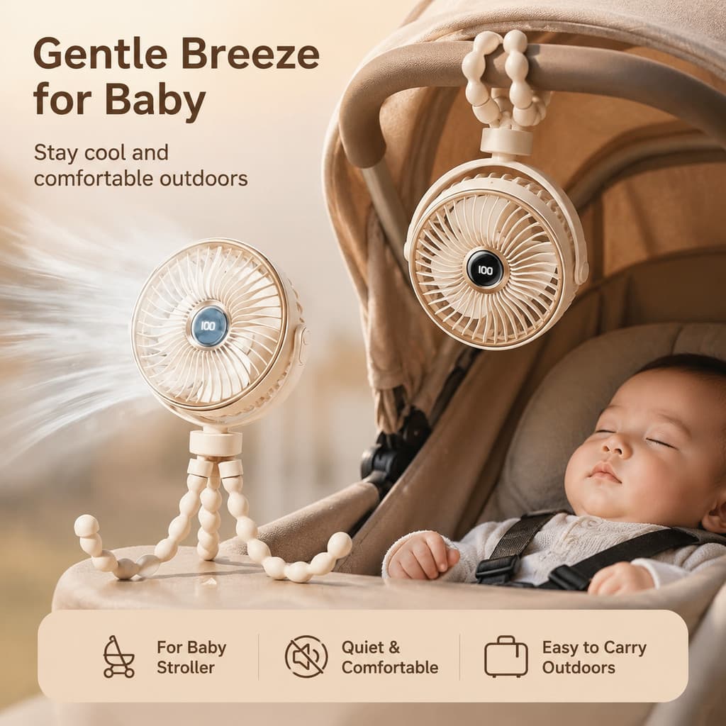 Polvo pequeno ventilador carrinho de bebê Anti-pitada mão portátil crianças carregamento usb