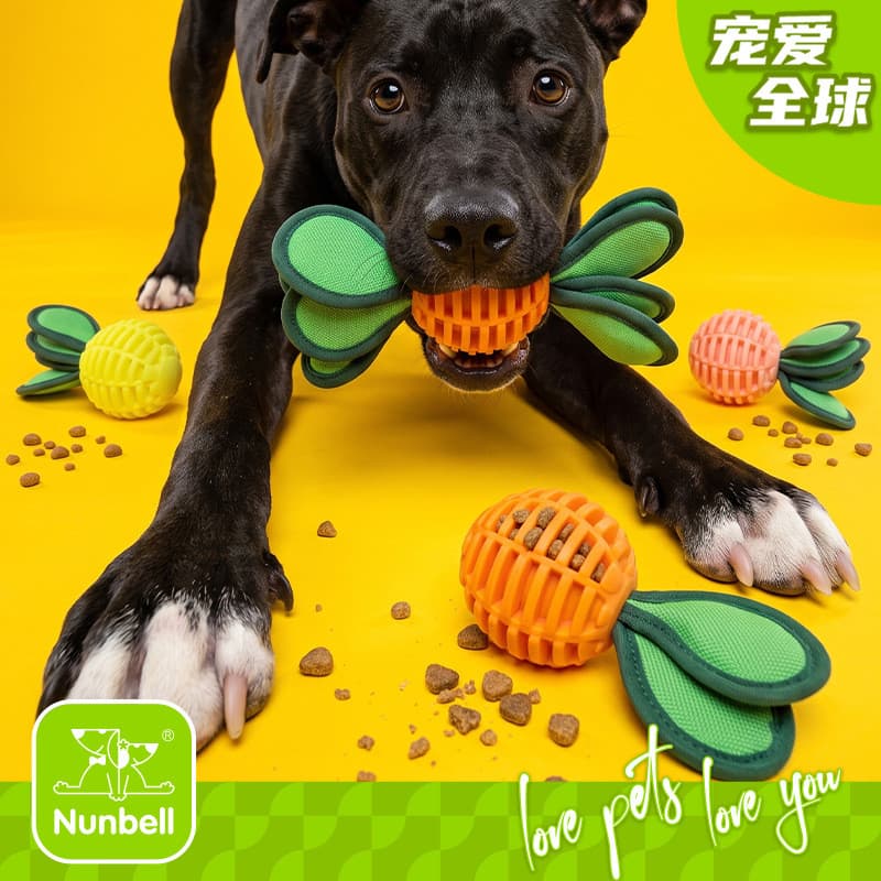 Brinquedo para cachorro formato cenoura e doce resistente a mordidas TPU, dispensador de petiscos com som, para escovar