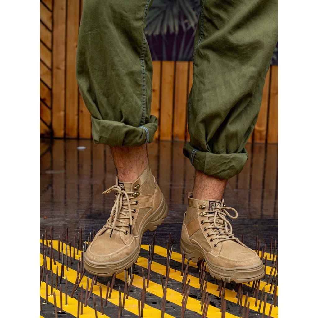 Sapatos de proteção do trabalho masculinos verão anti-esmagamento anti-piercing aço toe-toe respirável leve desodorante