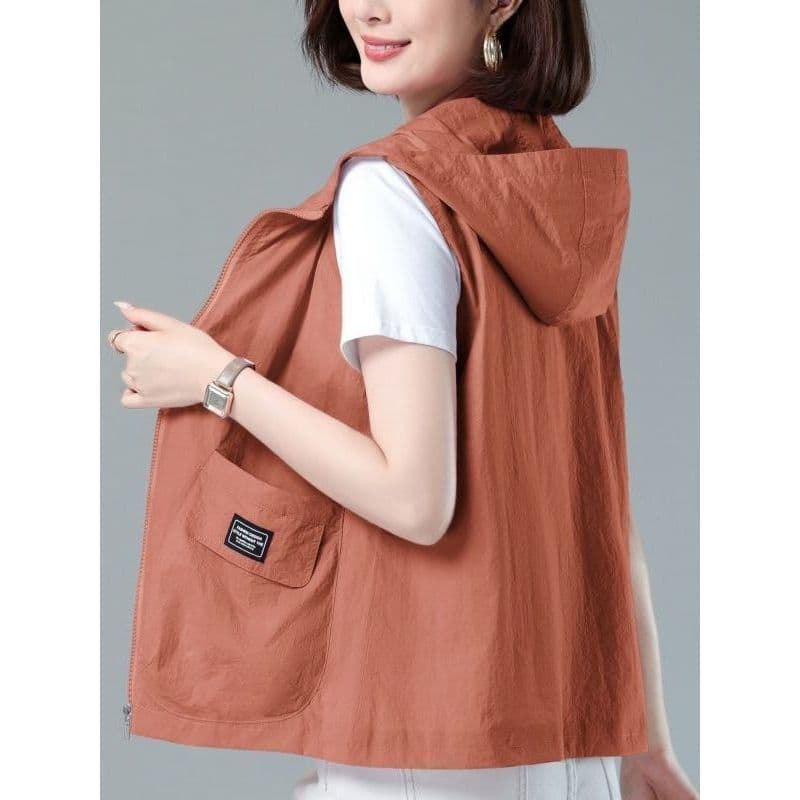 Colete fino feminino estilo curto 2026 verão novo estilo mãe de meia-idade colete solto estilo ocidental colete exterior