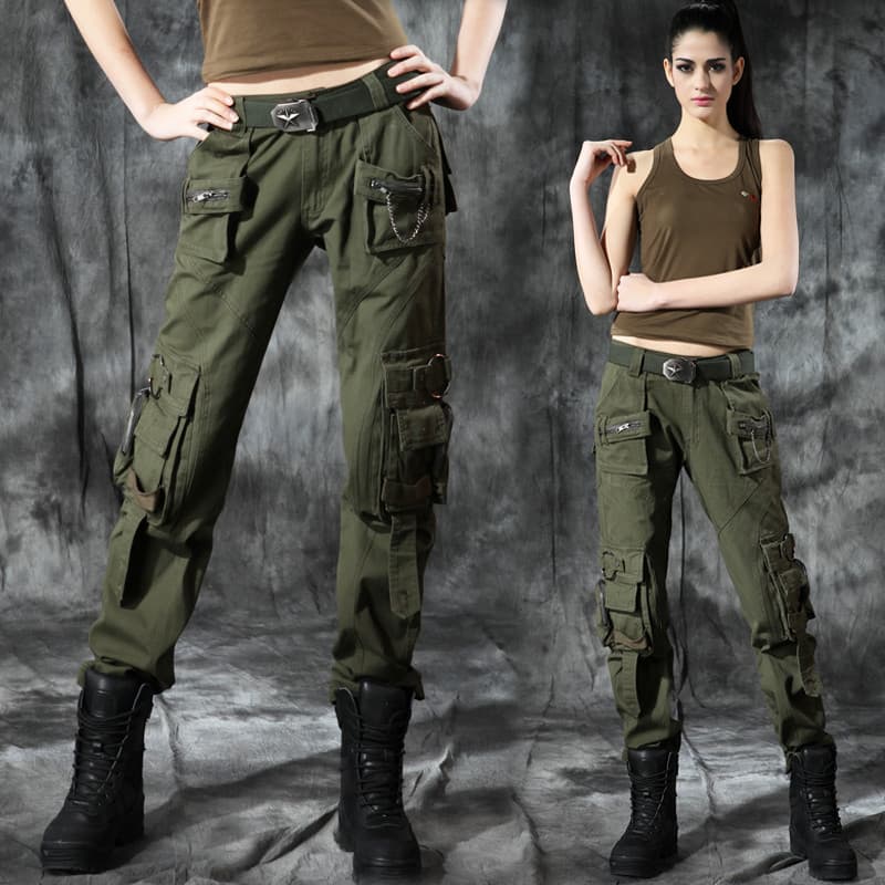 Macacão ao ar livre feminino casual solto camuflagem calças retas Multi-saco mais magro olhar caminhadas calças macacão