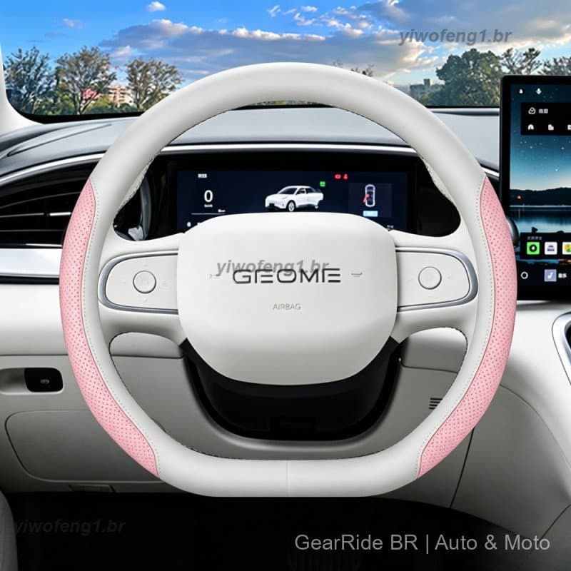Capa de Volante Para Geely EX2 Couro Sintético Napa 36-38cm Antiderrapante Resistente ao Desgaste Confortável Acessório