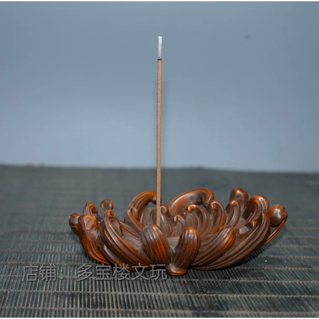 Retro buxo esculpido crisântemo linha incenso vara queimador de incenso chá Pet caneta titular estudo caneta lavagem ant