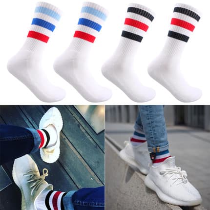 Controlador de olho listrado meias Mid-Tube masculino cor barra Horizontal personalidade na moda toalha inferior esporte