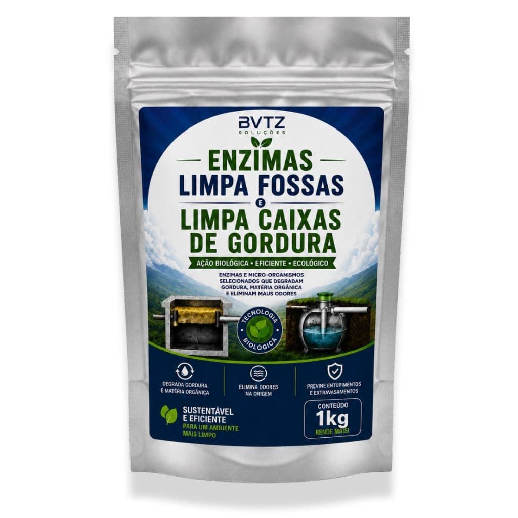 Limpa Caixa De Gordura Enzima Biodegradador Limpa Ralo Pia Fossas Séptica Vaso Sanitario 1Kg