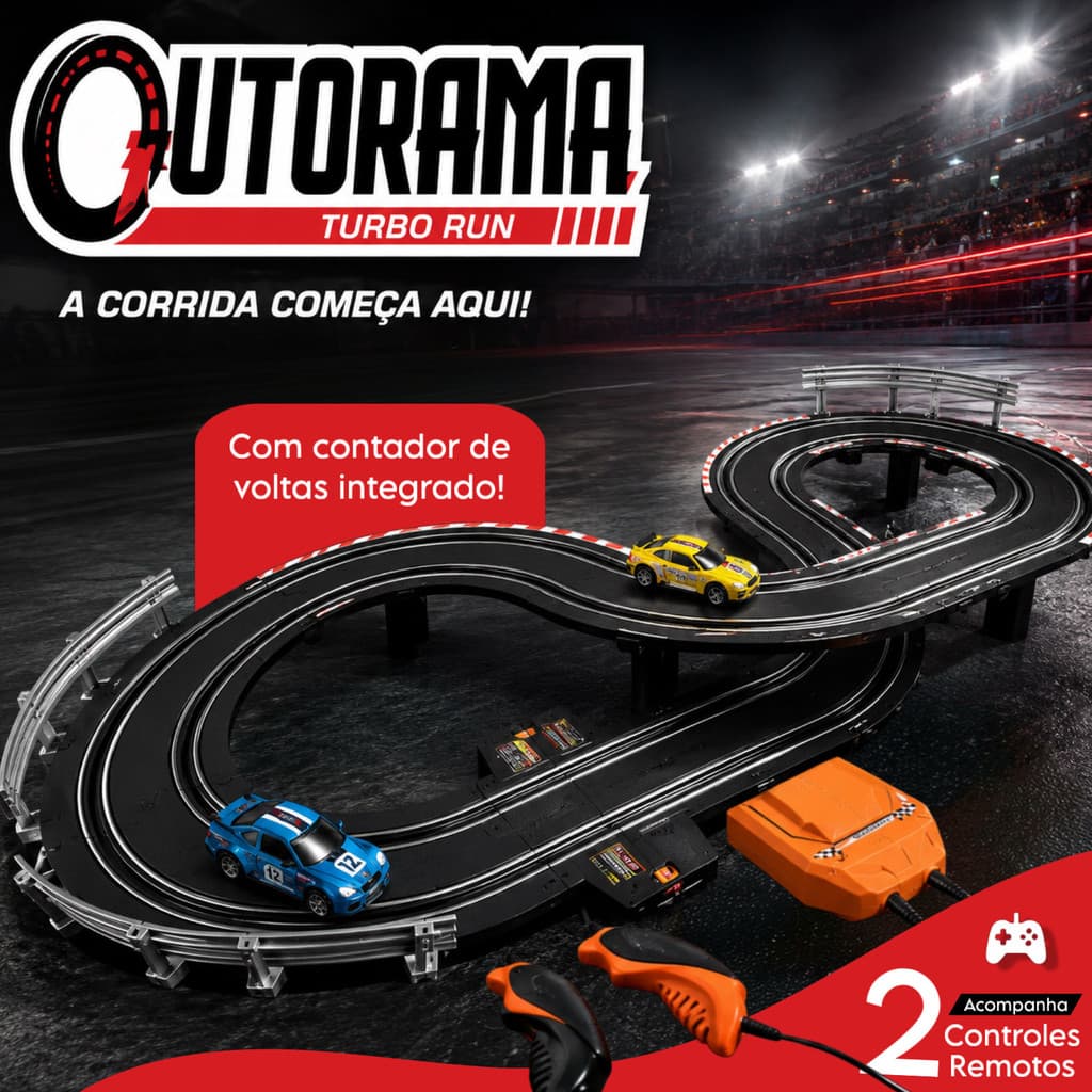 Autorama Turbo Run Pista Carrinho Controle Remoto Circuito