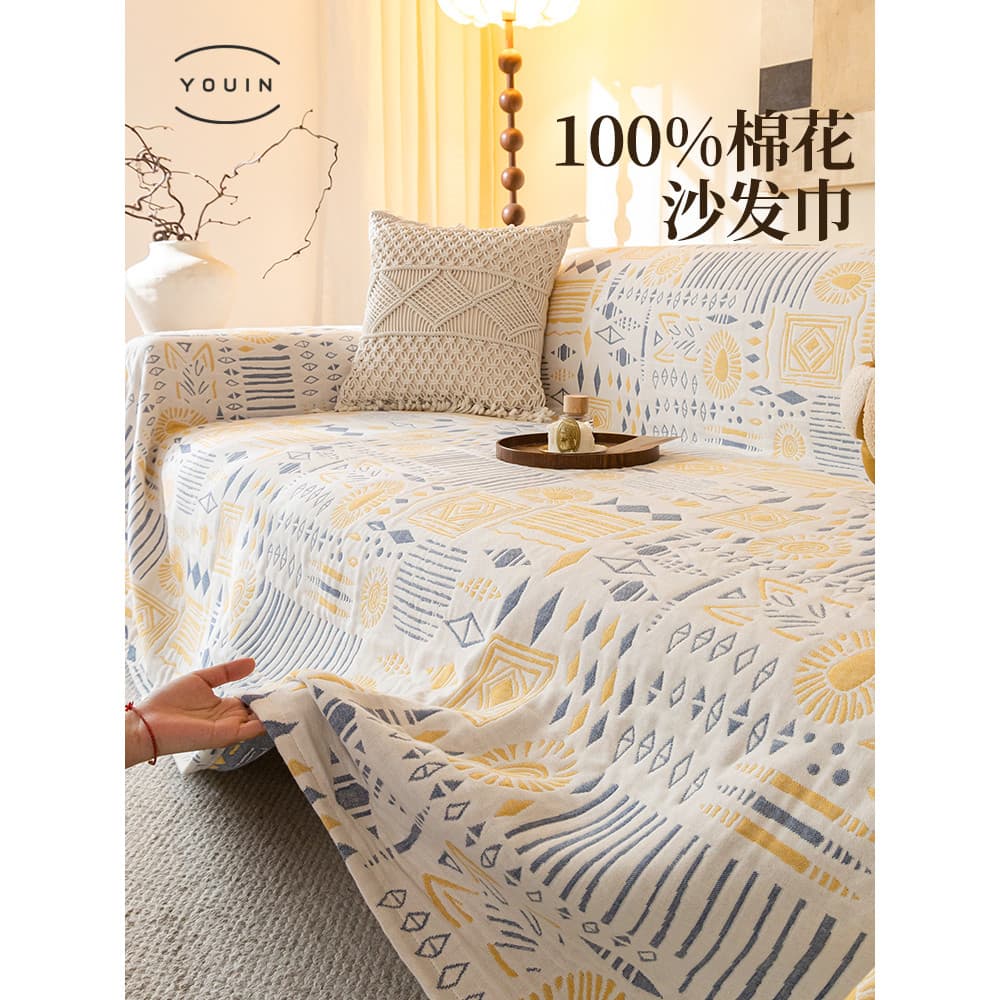 Capa de sofá de algodão puro estilo creme toalha de sofá capa completa capa de sofá linha de estar capa de sofá em linha