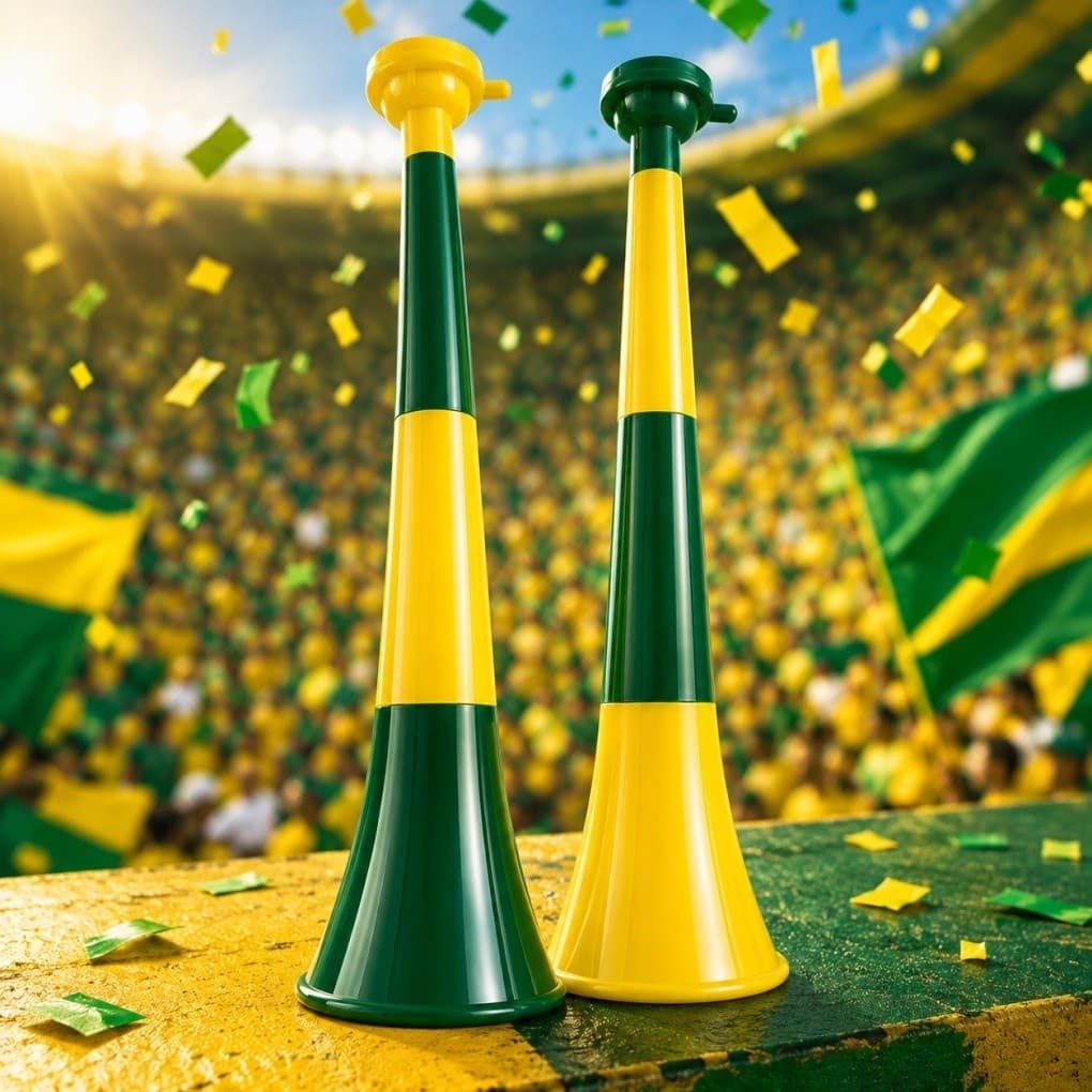 Corneta Buzina Vuvuzela para Torcida Brasil | Verde e Amarela | Desmontável | Futebol, Jogos Festas e Eventos