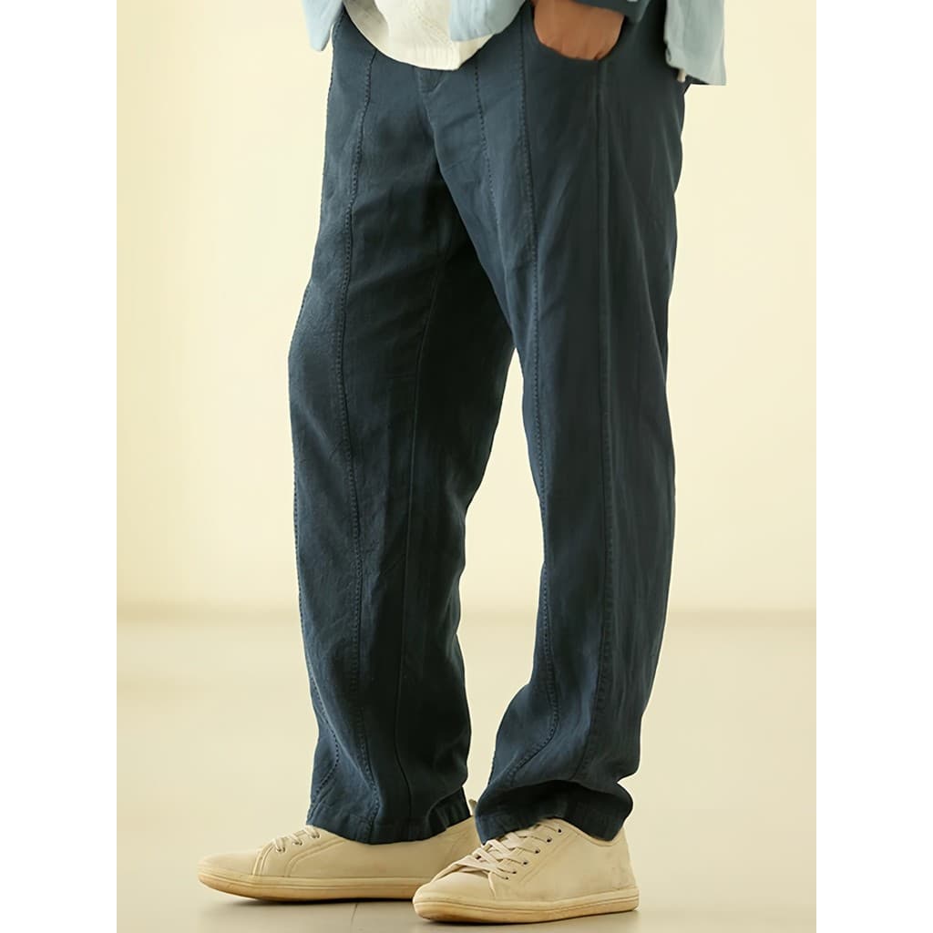 Nan estilo chinês All-Linen calças casuais masculinas Ramie engrossado calças compridas calças casuais outono tamanho gr