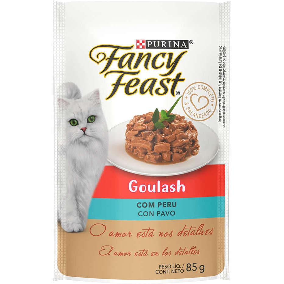 Ração Úmida Fancy Feast Sachê Goulash para Gatos Adultos sabor Peru 85g