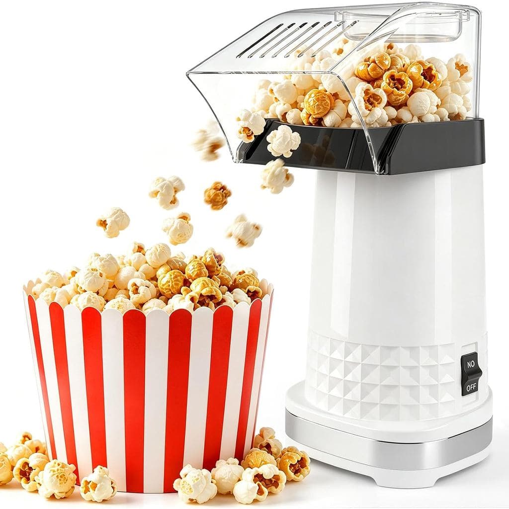 Máquina de Pipoca a Ar Quente, 1200W, Capacidade de 4.5QT, Compacta |   Prepara pipoca fresca e sem óleo em 2 minutos pa