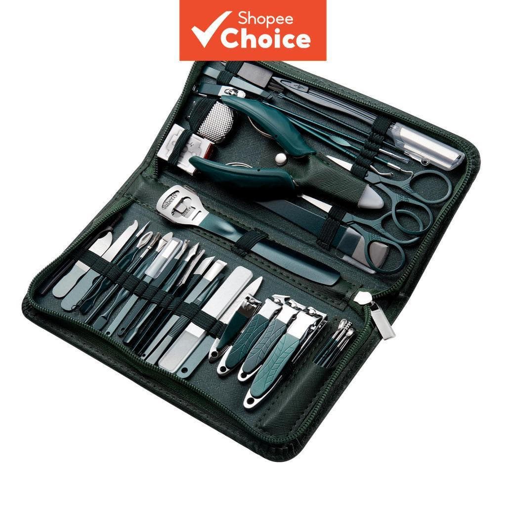 Conjunto de Manicure 40 peças em Aço Inoxidável - Conjunto Portátil de Pedicure com Cortador de Unhas, Lixa e Tesoura
