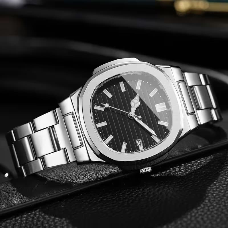 Novo relógio masculino com pulseira de aço quadrada, relógio de pulso masculino simples e elegante, relógio de quartzo d