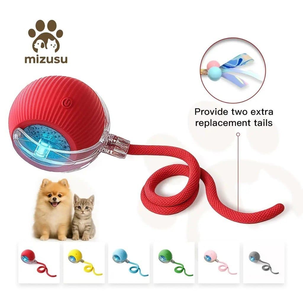 Brinquedo Interativo e Provocador Mizusu com Duas Caudas Adicionais, Brinquedo de Bola Rolante para Gatinhos, Suprimento