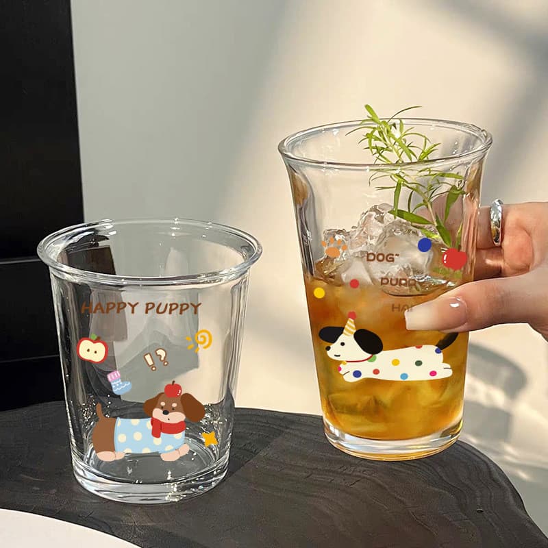 Copo de café com leite de estilo minimalista, copo espesso para sucos, copo com tampa articulada, copo de vidro com dese