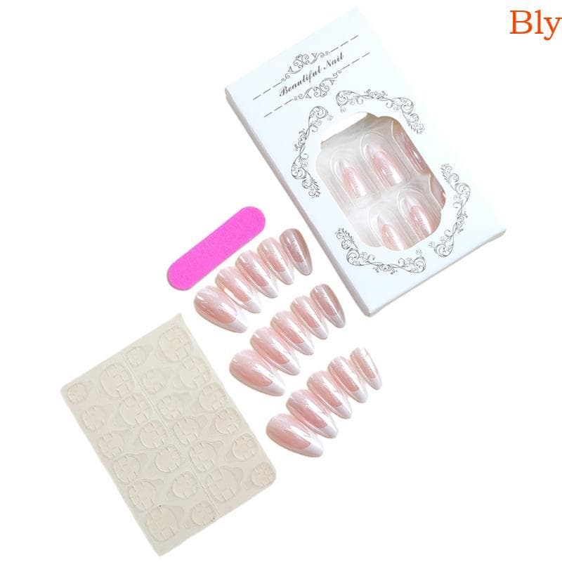 Bly Full Cover on Nails Unhas Postiças Amêndoa Média Prensa Ponta Francesa Nas