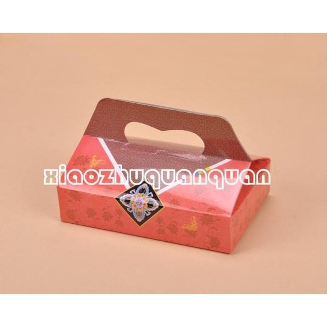 Caixa de embalagem de cozimento Retro versão coreana portátil caixa de pastelaria caixa de bolo de papel pacote de 5 peç