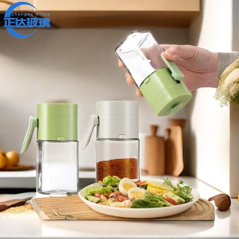 Garrafa de tempero de armazenamento de cozinha doméstica controle quantitativo saleiro à prova de umidade selado saleiro