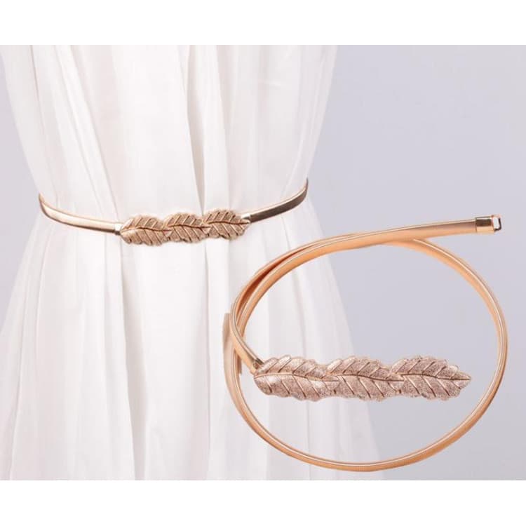 Cinto de compra para loja de roupas, 3 peças, folhas, Metal, elástico, dourado, 1cm de largura, com Plus Size