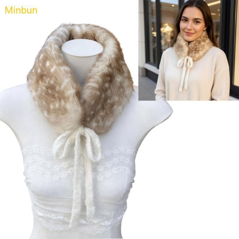Minbun Inverno Impressão Lenço Pelúcia Capa Orelha Macio Earmuffs Elegante Colar Frio Aces
