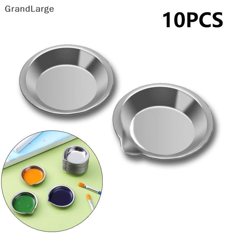 [GrandLarge] 10 Peças De Tigelas Coloridas De Pintura Em Aço Inoxidável Bandejas De Tinta A Óleo Copos De Mistura De Cor