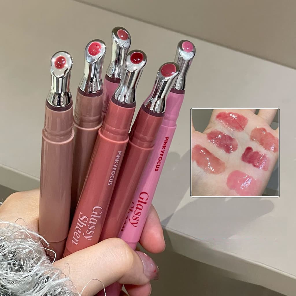 Brilho labial, textura de espelho transparente, brilho labial brilhante de água, hidratante, adequado para outono e inve