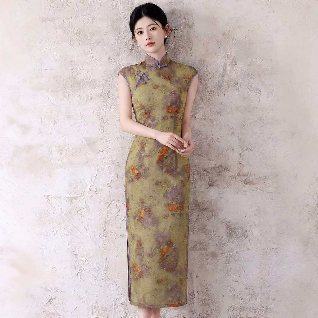 Novo estilo tamanho grande Cheongsam melhorado jovem mãe Retro estilo republicano High-End estilo longo velho Shanghai S