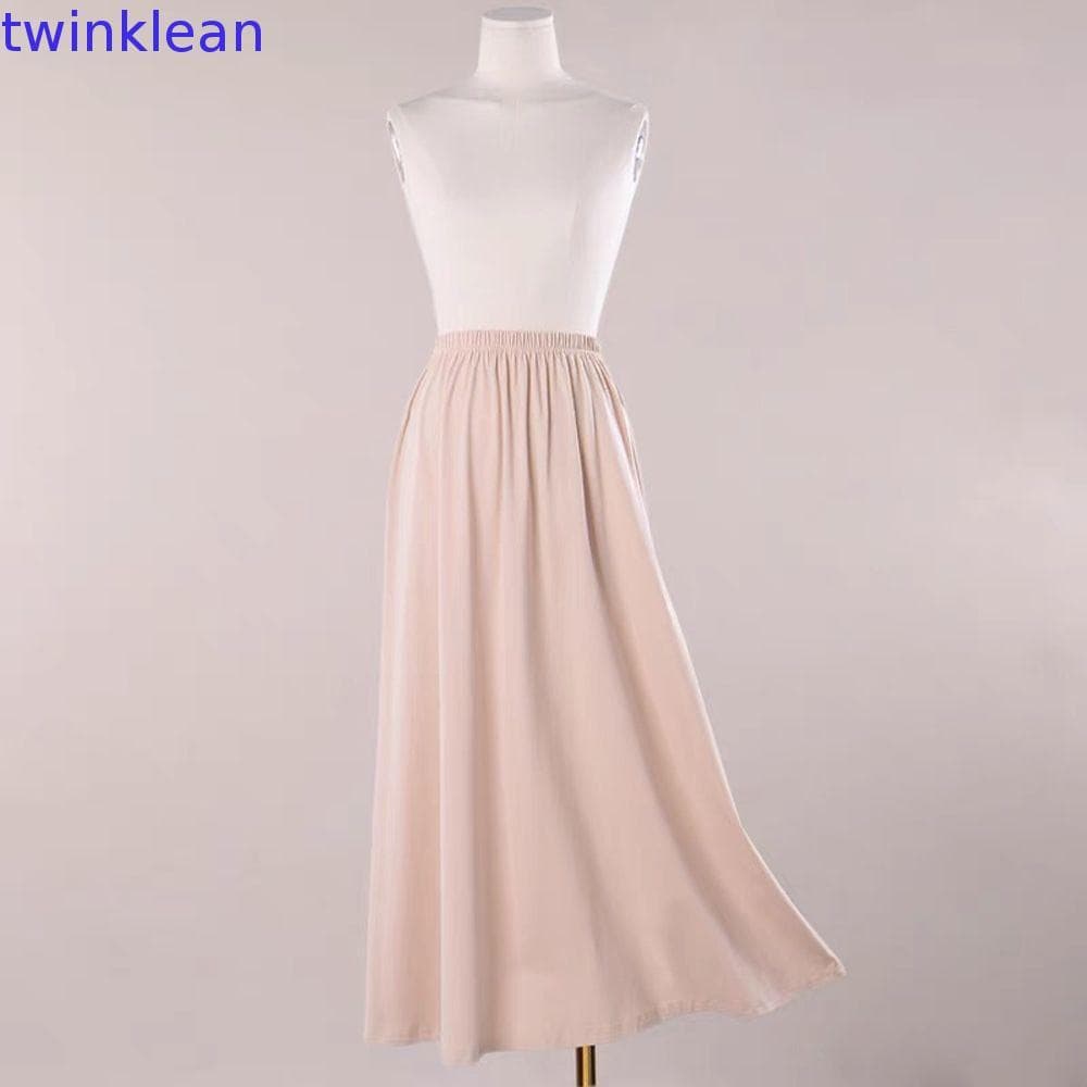 TWINKLEAN Anágua Longa Feminina Antiestática Uma Palavra Cor Pura Para Menina Base De Modal