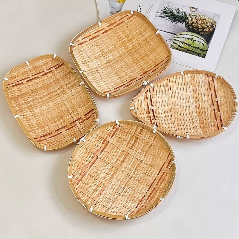 [Novo produto] Produtos tecidos de bambu feitos à mão Cesta de bambu Cesta de frutas Bandeja de bambu Peneira de bambu t