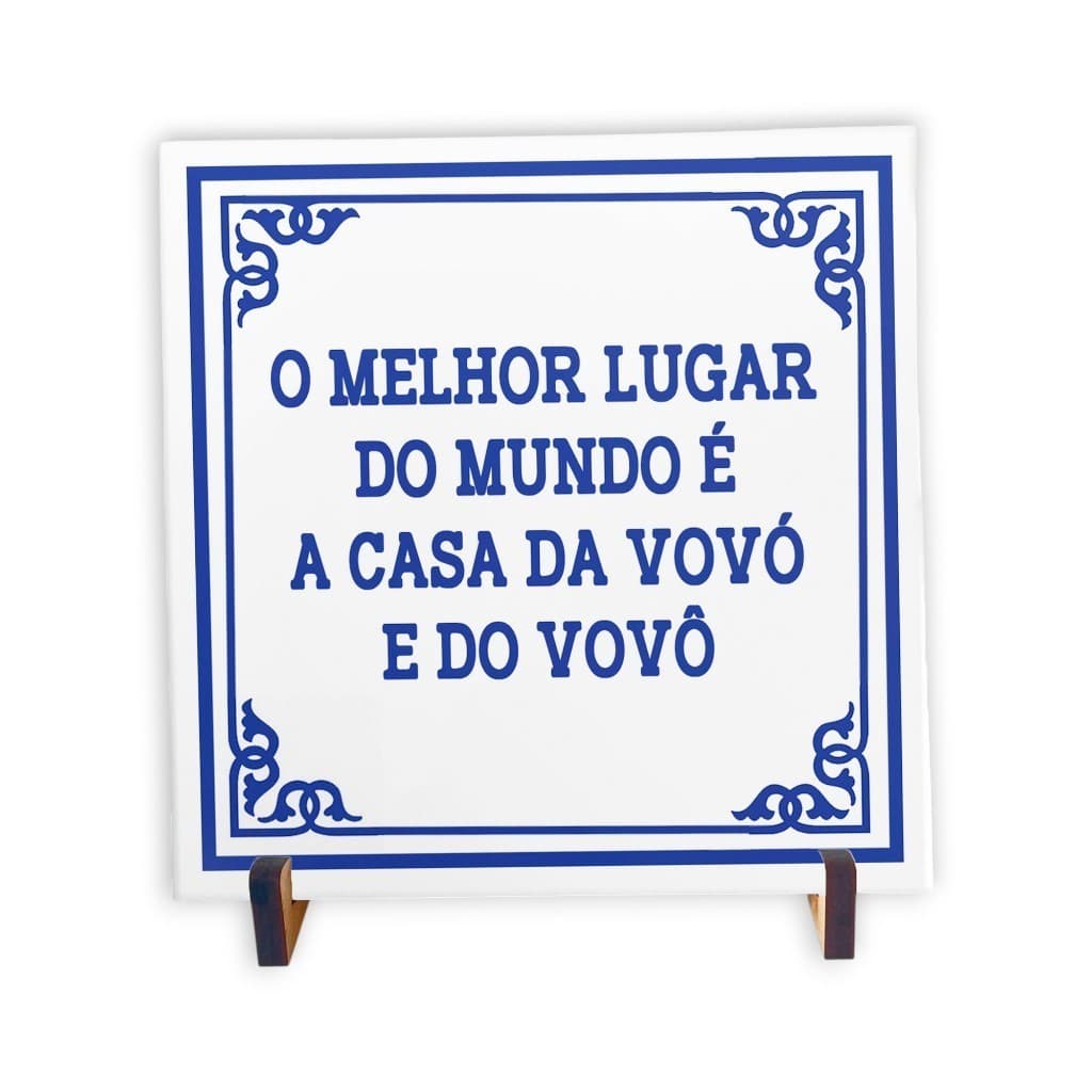 Azulejo 20x20 O Melhor Lugar do Mundo é a Casa da Vovó e do Vovô | Presente para Avós