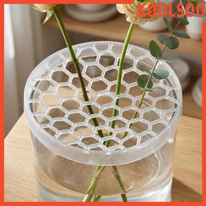[Koolsoo] Sapo De Flor De Silicone Transparente Redondo Grade De Flores Em Favo De Mel Fácil De Limpar Suporte De Haste