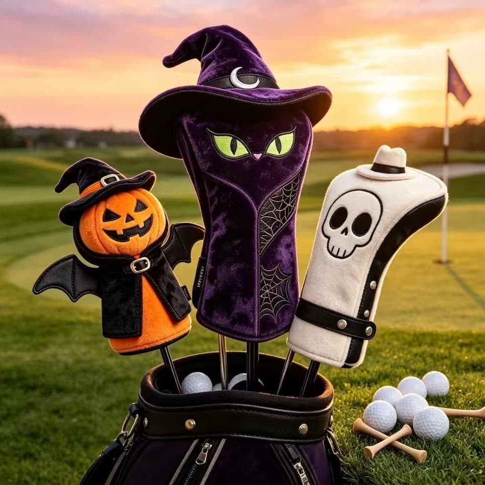 Capa para taco de golfe novo estilo de Halloween No. 1 Capa de madeira para clube de animais Capa protetora de pelúcia p
