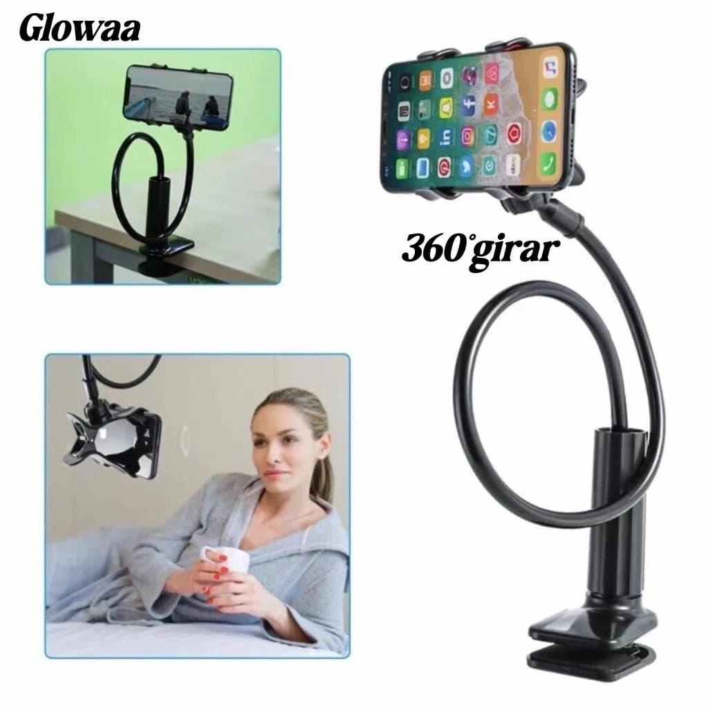 Braço Flexível Suporte para telemóvel Universal Celular Tablet Mesa Cama 360 Ajustável Garra Universal Selfie