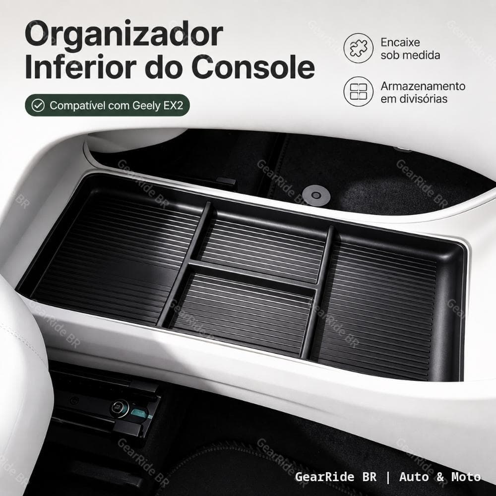 Bandeja de Armazenamento Console Central Geely EX2 Organizador Porta Objetos Apoio de Braço Acessório Interior Carro
