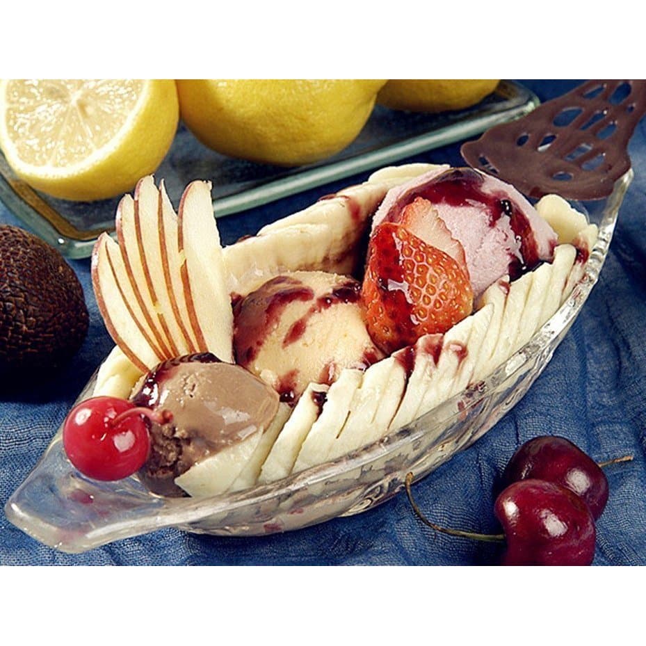 Prato de sobremesa de barco de Banana de vidro grosso Prato de sorvete Prato de salada de frutas Prato de lanche Prato d