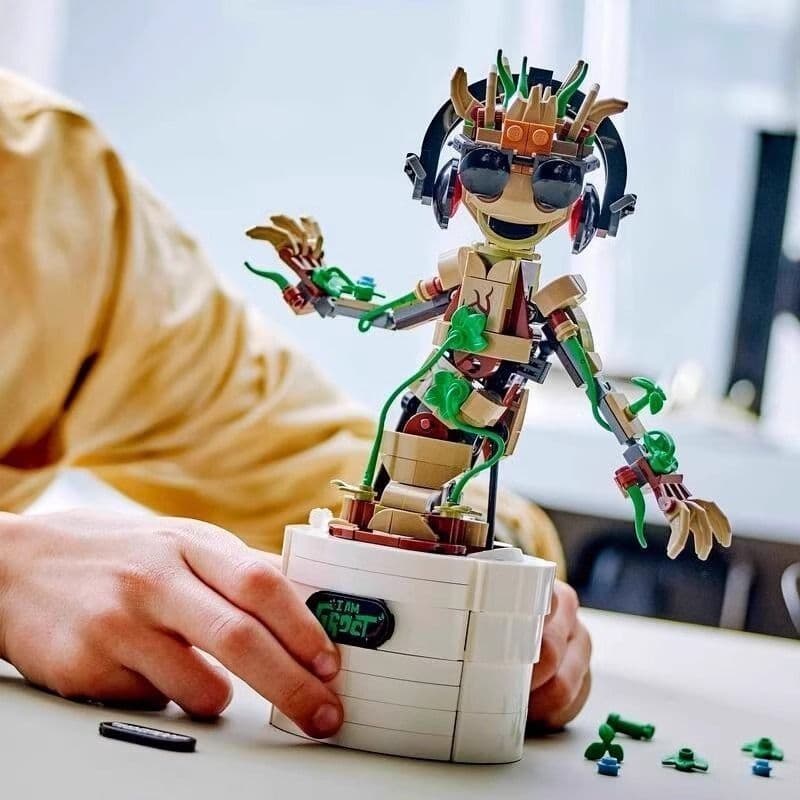 459 peças compatíveis com Lego Superhero Dancing Groot Boy montado bloco de construção brinquedo presente