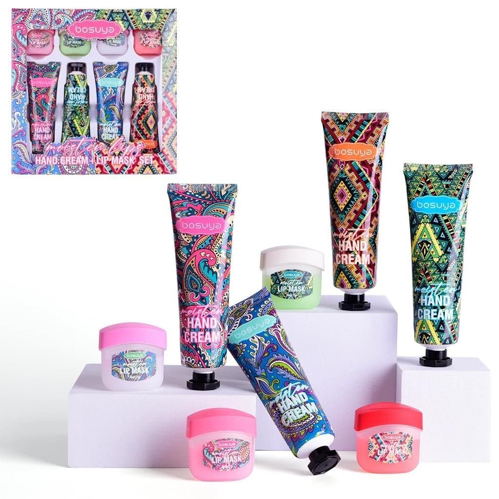 Conjunto de 8 Peças de Creme para Mãos e Bálsamo Labial, Mini Loção para Mãos em Tamanho de Viagem, Hidrata Profundament