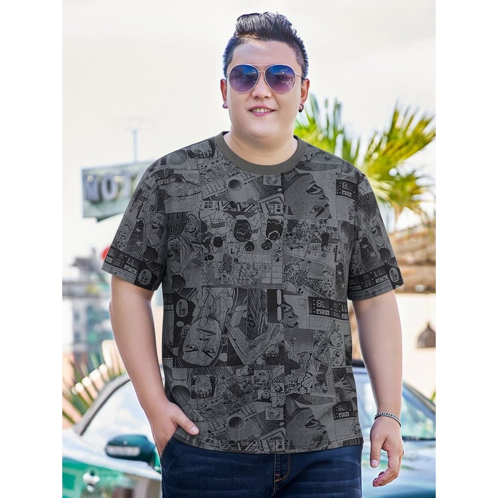 2026 verão Plus Size estilo coreano novo estilo de manga curta gordura masculina solta juventude camiseta topo confortáv