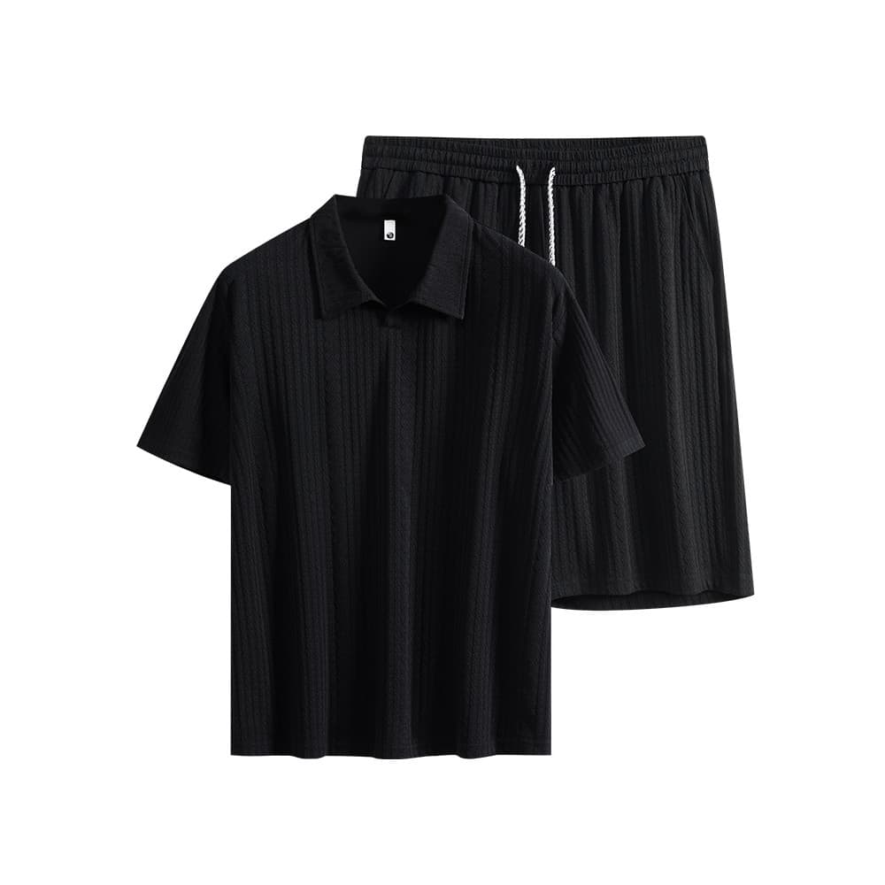 Roupas masculinas de tamanho grande calma atmosférica lapela Shorts de manga curta moda terno camisa polo camiseta calça