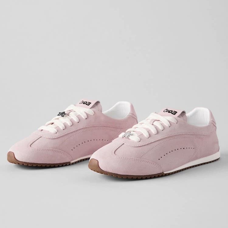AOjisoo Kim Jisoo Mesmo Estilo Rosa Co-Branded Dexun Sapatos de Venda Quente Lace-Up Couro Sapatos Casuais Femininos