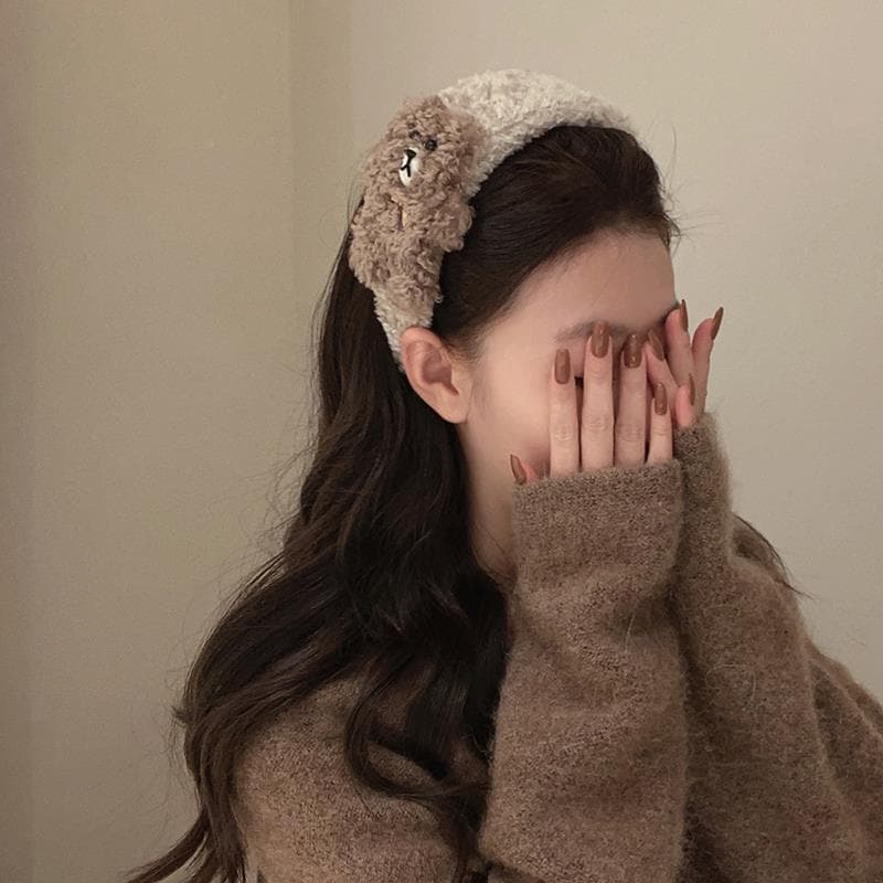 Lã de cordeiro urso coelho Hairpin de pelúcia hairband feminino outono inverno Headwear bandana lavagem rosto hairband a