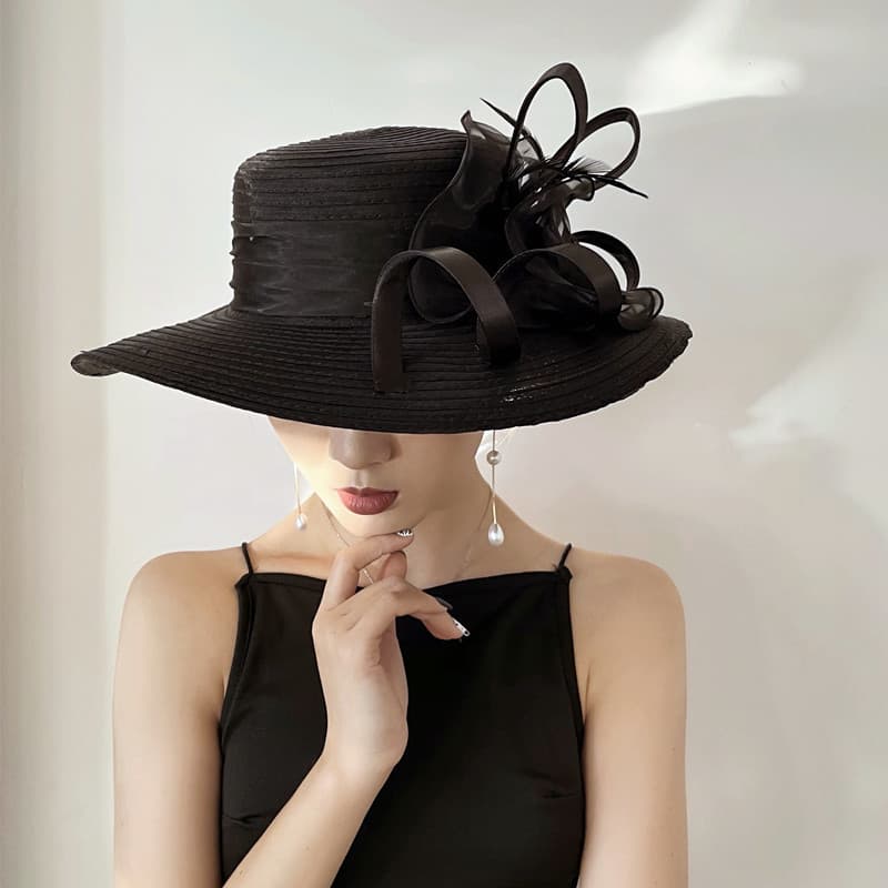 Audrey hepburn estilo flor aba grande chapéu de palha feminino verão beira-mar guarda-sol chapéu foto estilo palco hepbu