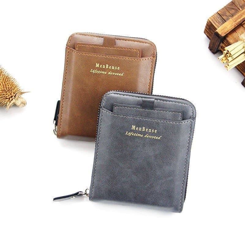 Carteira Masculina Elegante, Carteira Curta Masculina com Clipe para Dinheiro, Porta-Moedas, Bolsa com Zíper, Porta-Cart